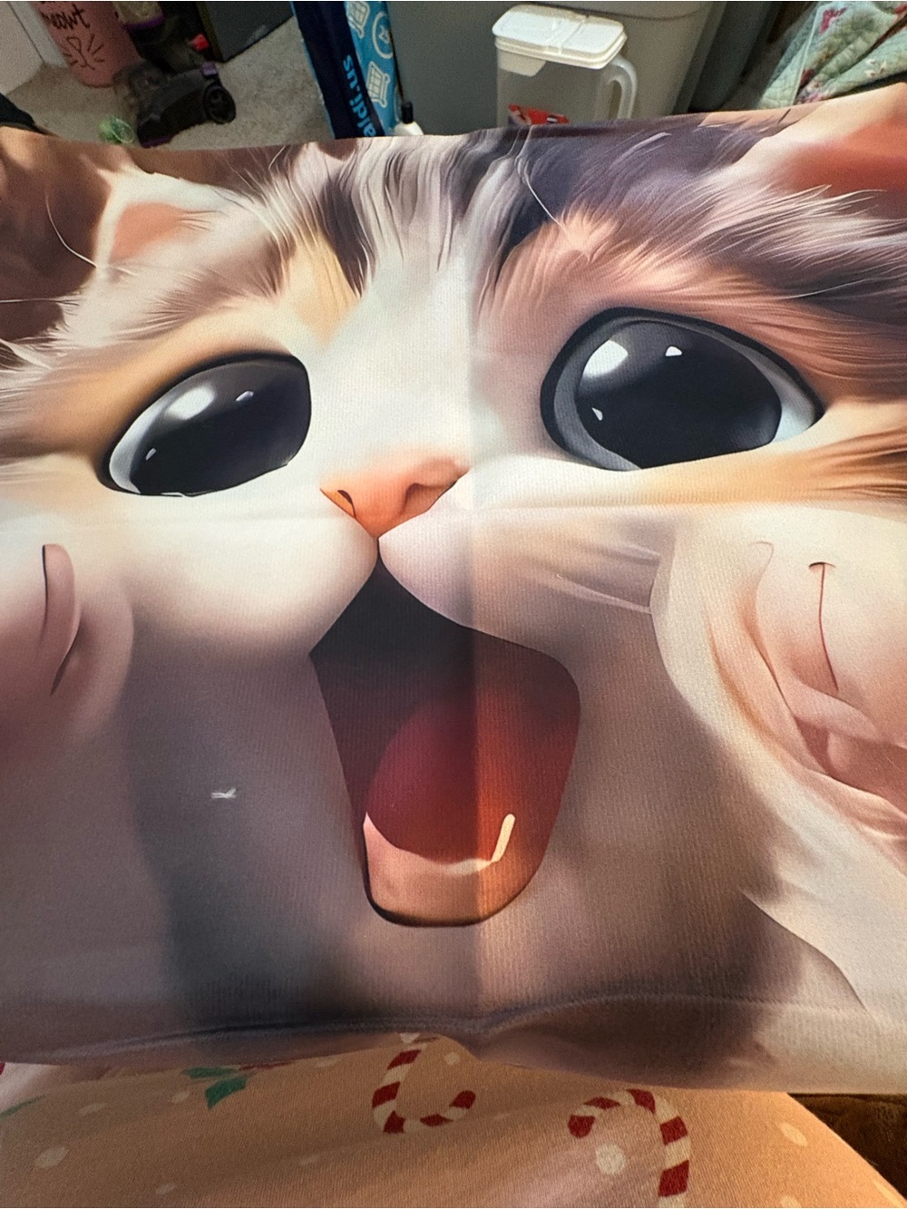 BN adorable calico cat face pillow cover 18 x 18 inches zip